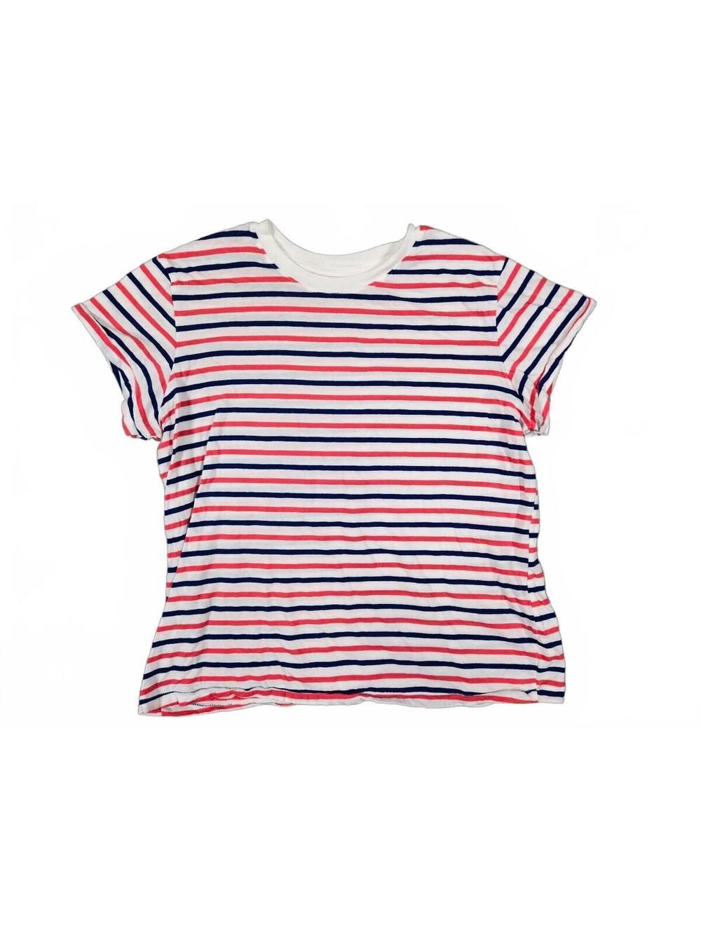 Universal Thread Women L Red Blue Cotton Striped Tee